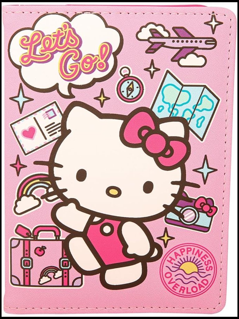 Pink Passport Holder Travel Accessory Cute Cartoon Design Vaccine Card Slot